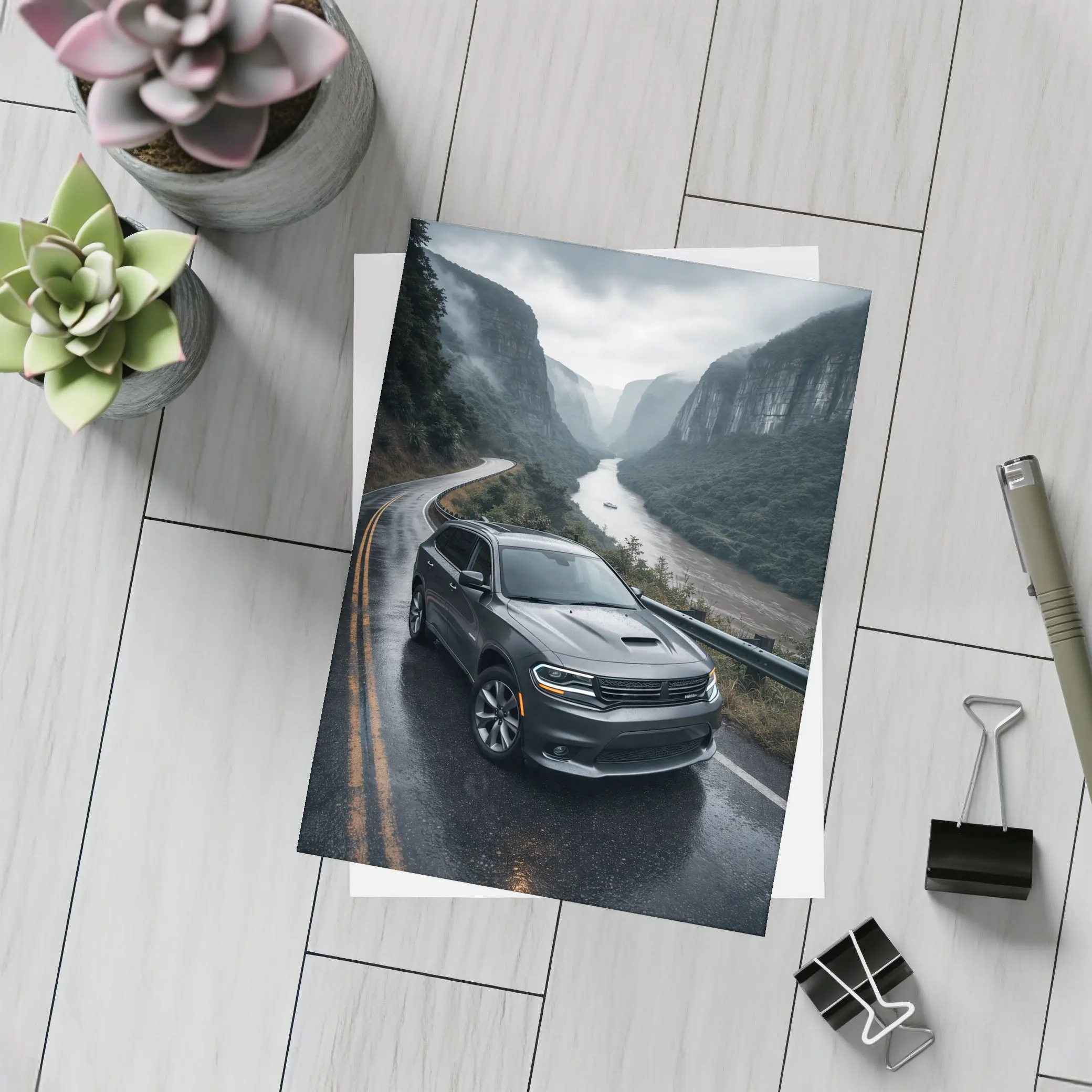 Dodge Durango on Rainy Mountain Road – Postcards