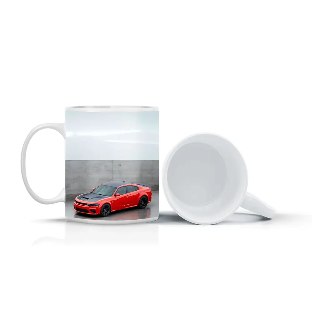 Dodge Charger Red Muscle Car Concrete Background – Mugs