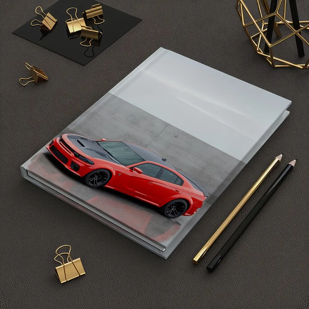 Dodge Charger Red Muscle Car Concrete Background – Notebooks