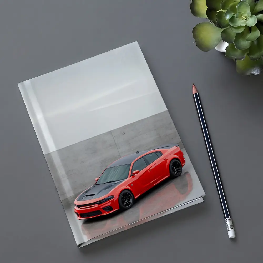 Dodge Charger Red Muscle Car Concrete Background – Notebooks