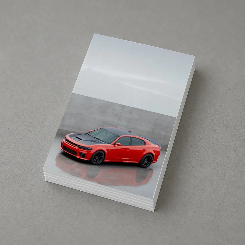 Dodge Charger Red Muscle Car Concrete Background – Postcards