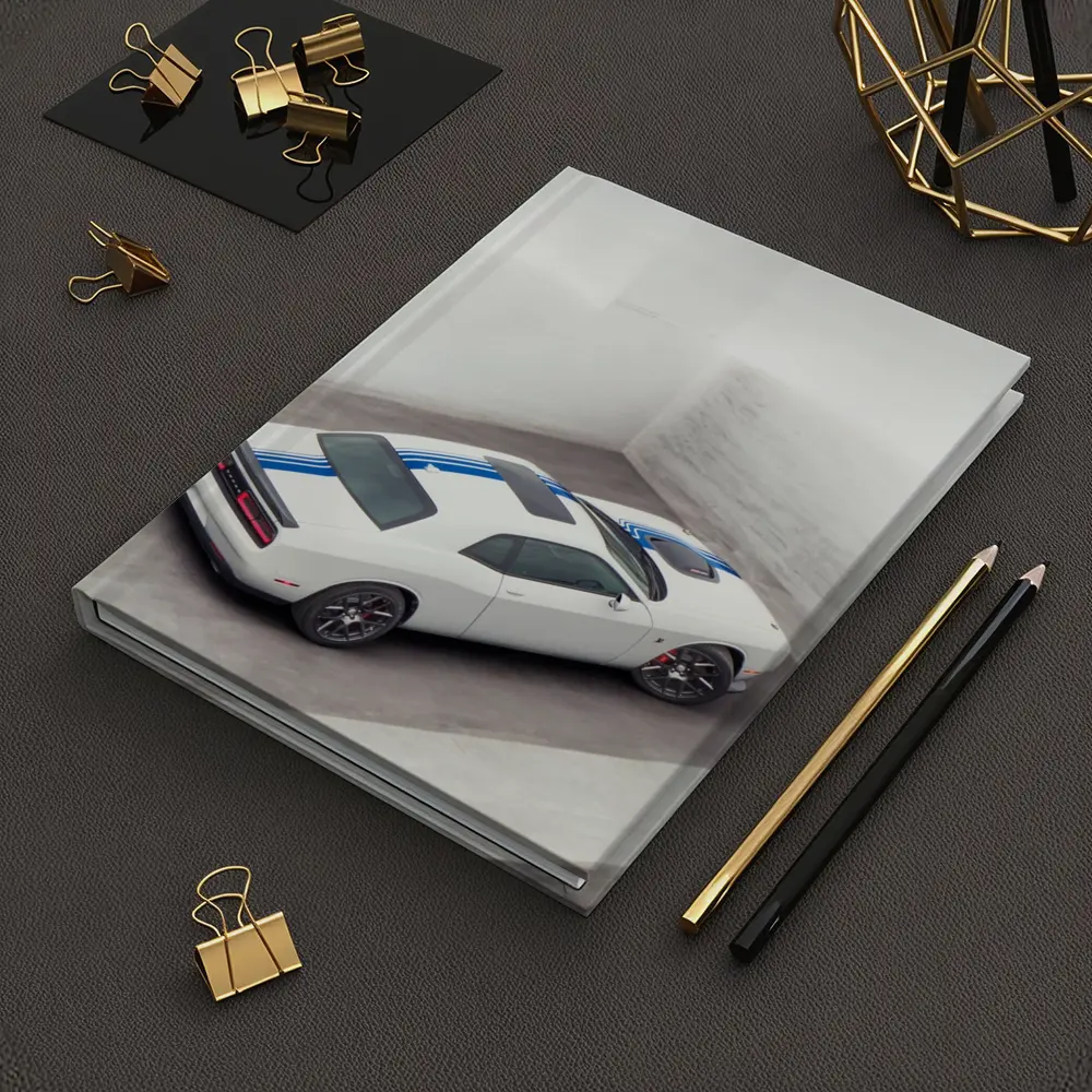 Dodge Challenger White Blue Stripes Garage – Notebooks