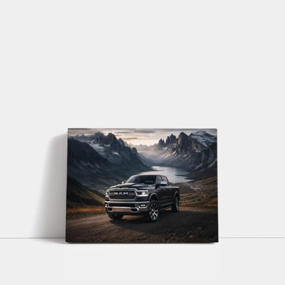 Dodge RAM Truck Mountain Lake Backdrop – Wall Art