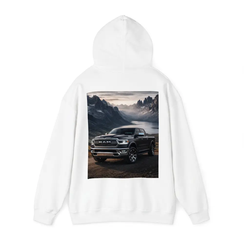 Dodge RAM Truck Mountain Lake Backdrop – Hoodies