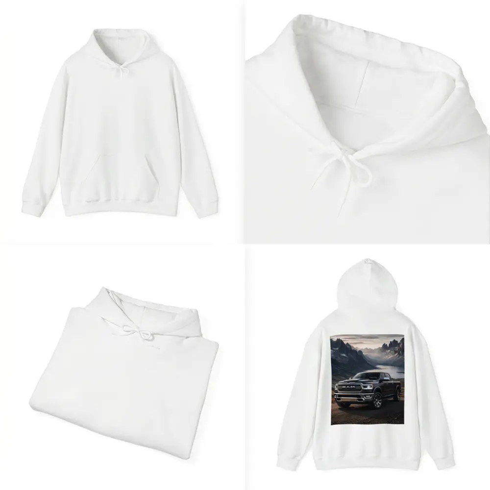 Dodge RAM Truck Mountain Lake Backdrop – Hoodies