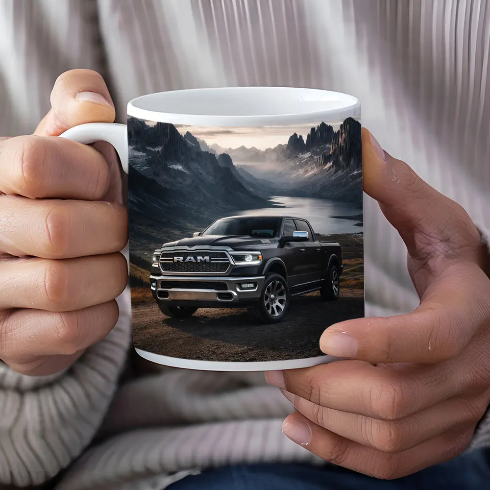 Dodge RAM Truck Mountain Lake Backdrop – Mugs
