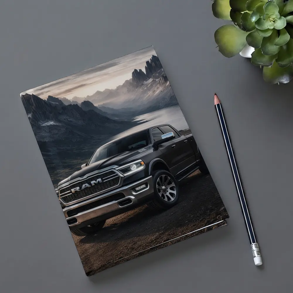 Dodge RAM Truck Mountain Lake Backdrop – Notebooks