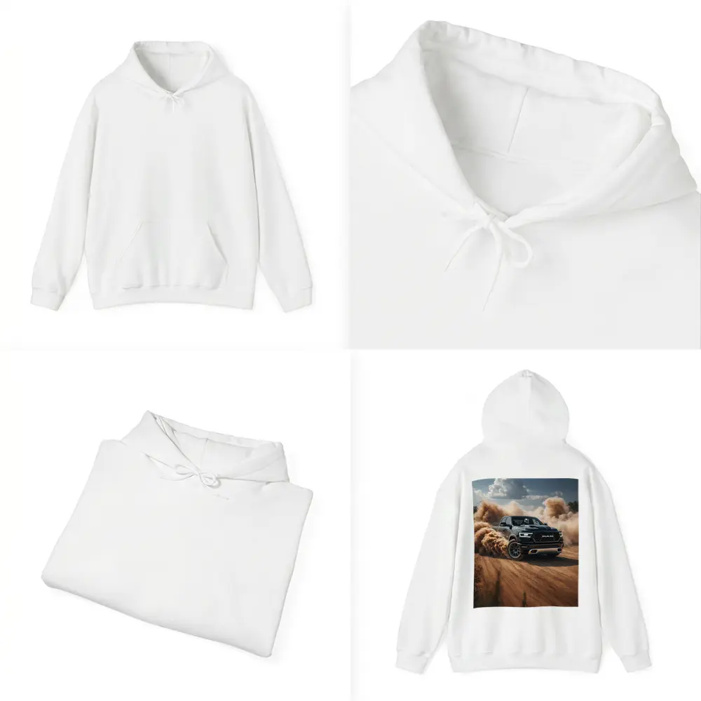 Ram Truck Drifting on Dusty Dirt Road – Hoodies