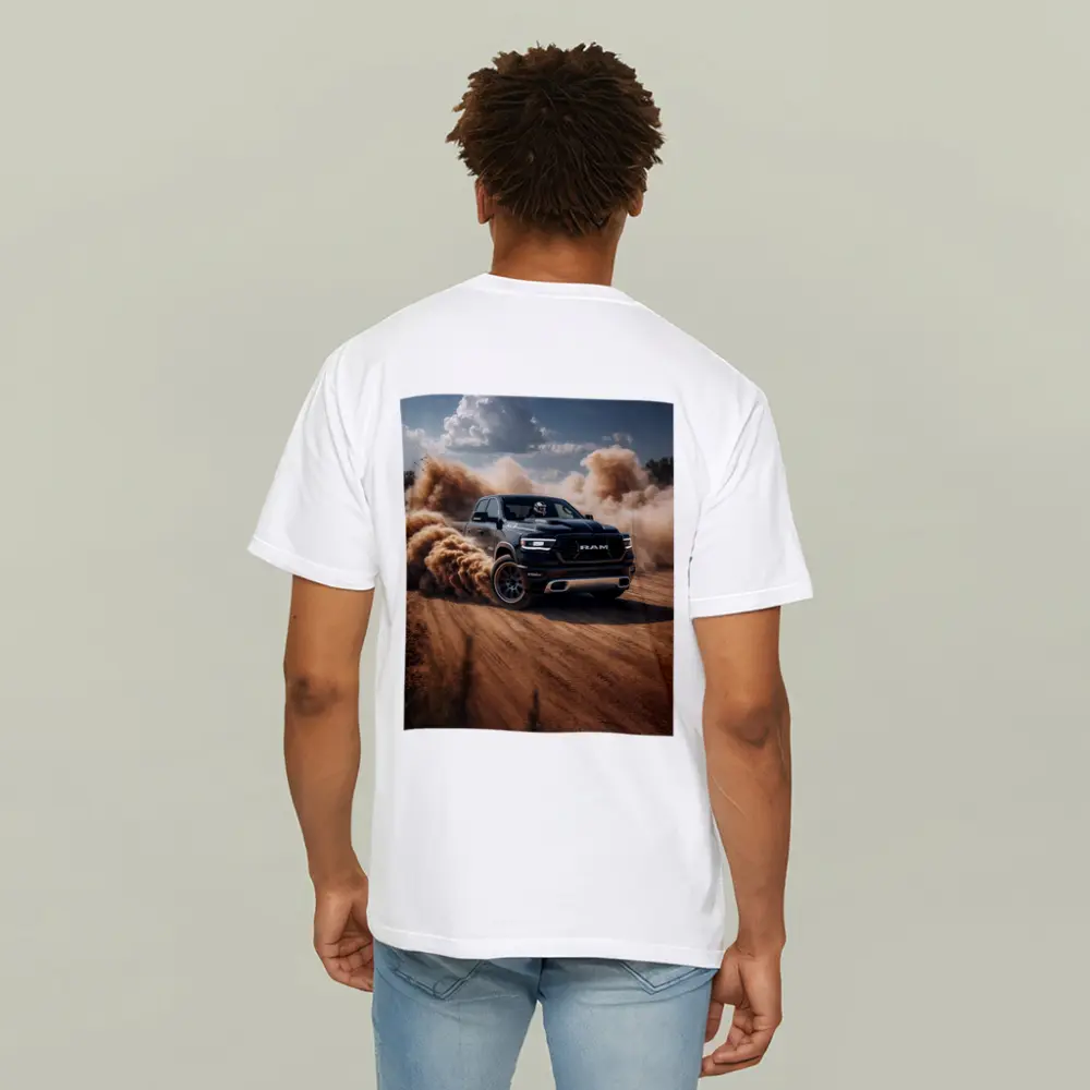 Ram Truck Drifting on Dusty Dirt Road – T-Shirts