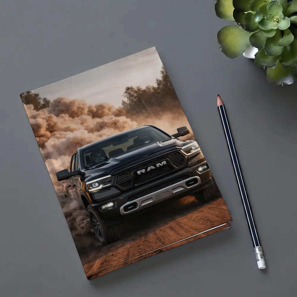 RAM Truck Drifting On Dusty Dirt Road – Notebooks