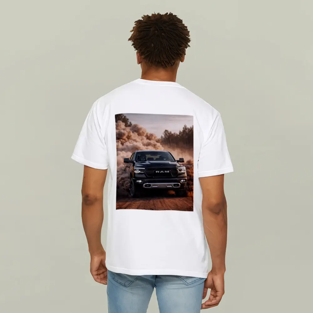 RAM Truck Drifting On Dusty Dirt Road – T-Shirts