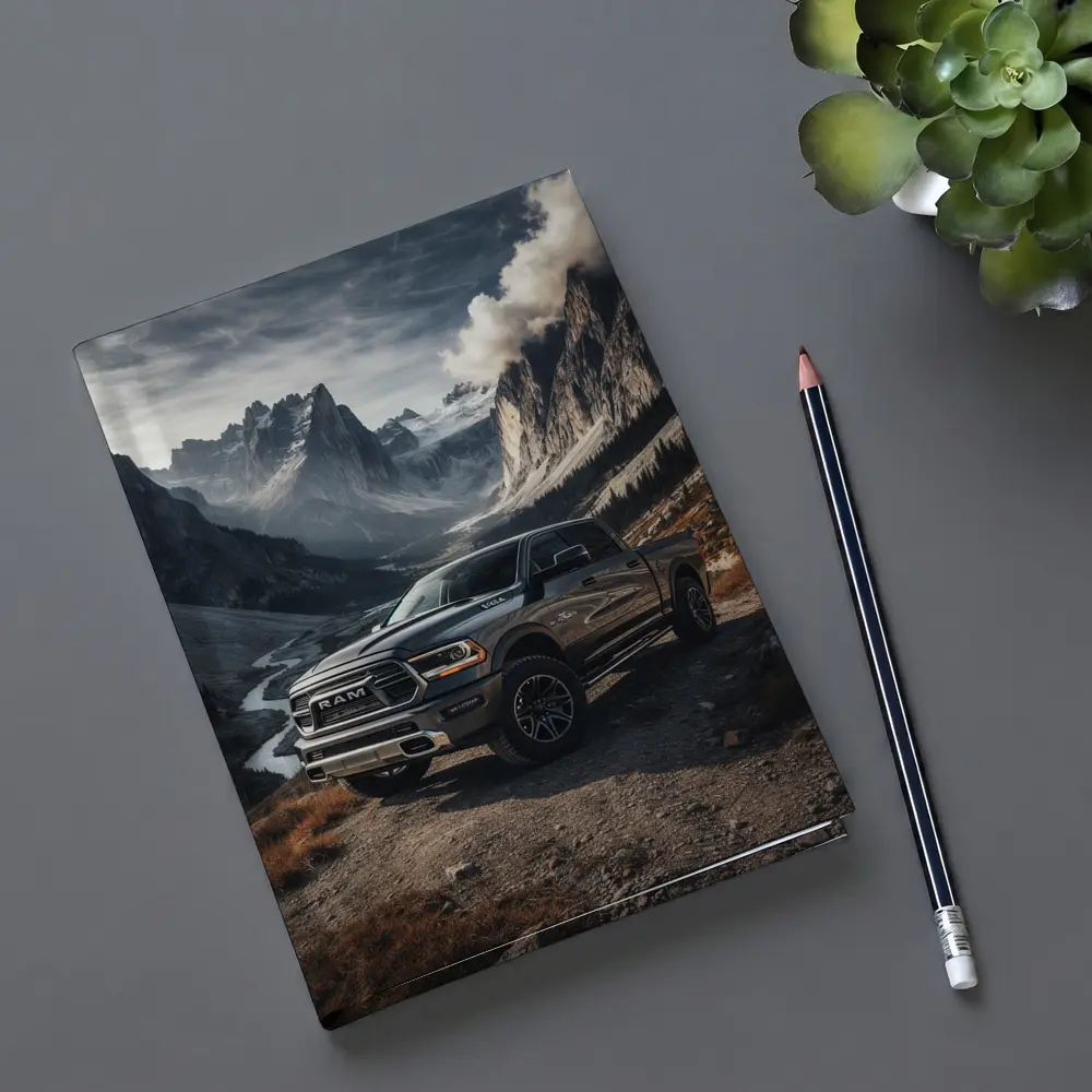 Ram Truck Parked in Mountain Valley – Notebooks