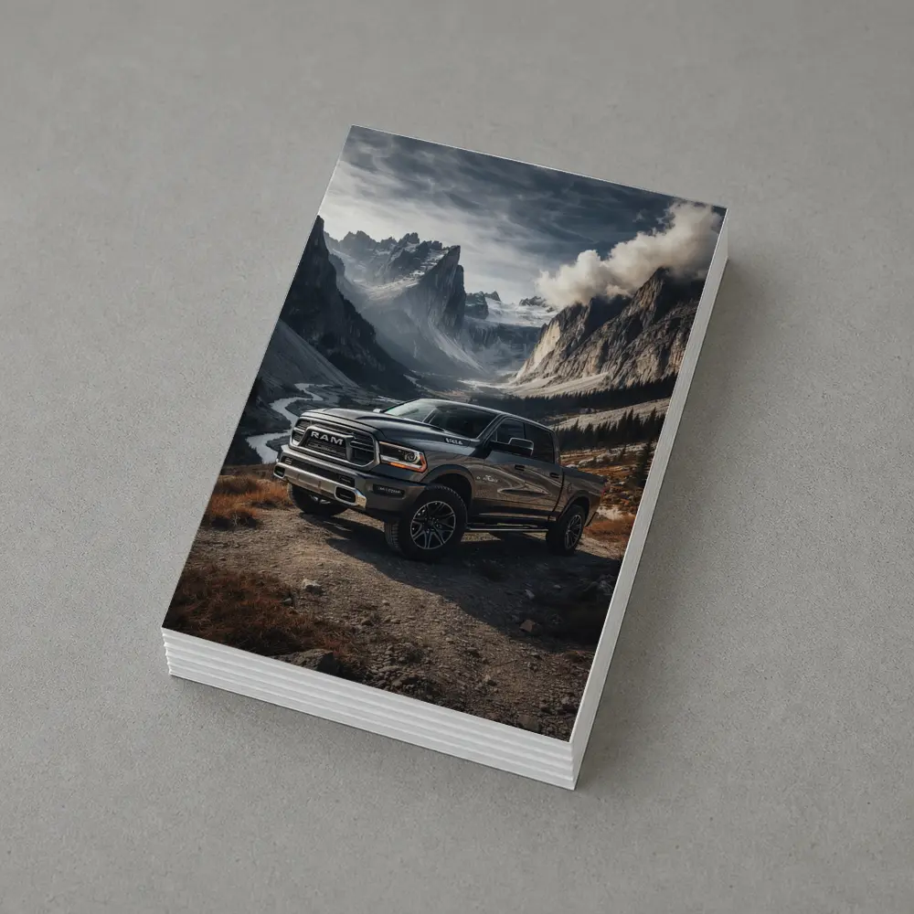 Ram Truck Parked in Mountain Valley – Postcards