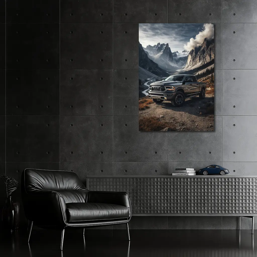 Ram Truck Parked in Mountain Valley – Wall Art