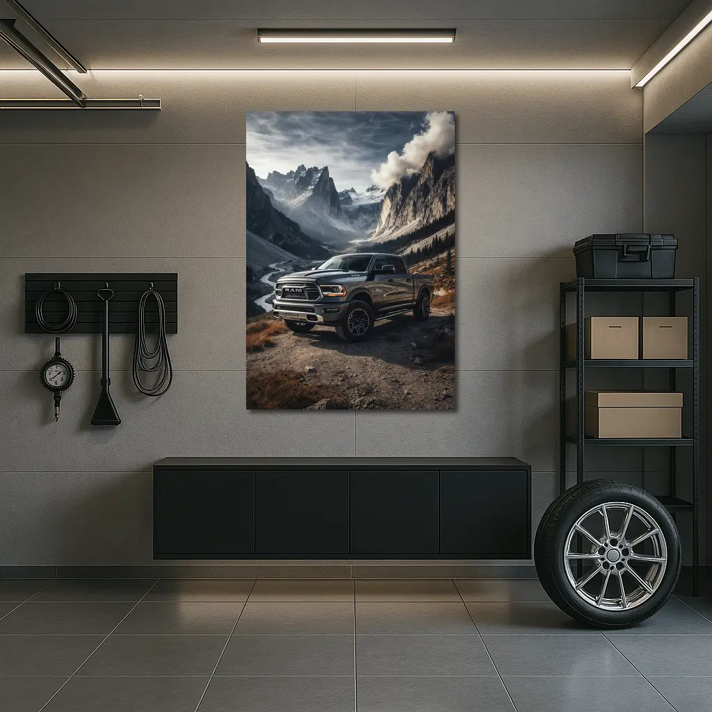 Ram Truck Parked in Mountain Valley – Wall Art