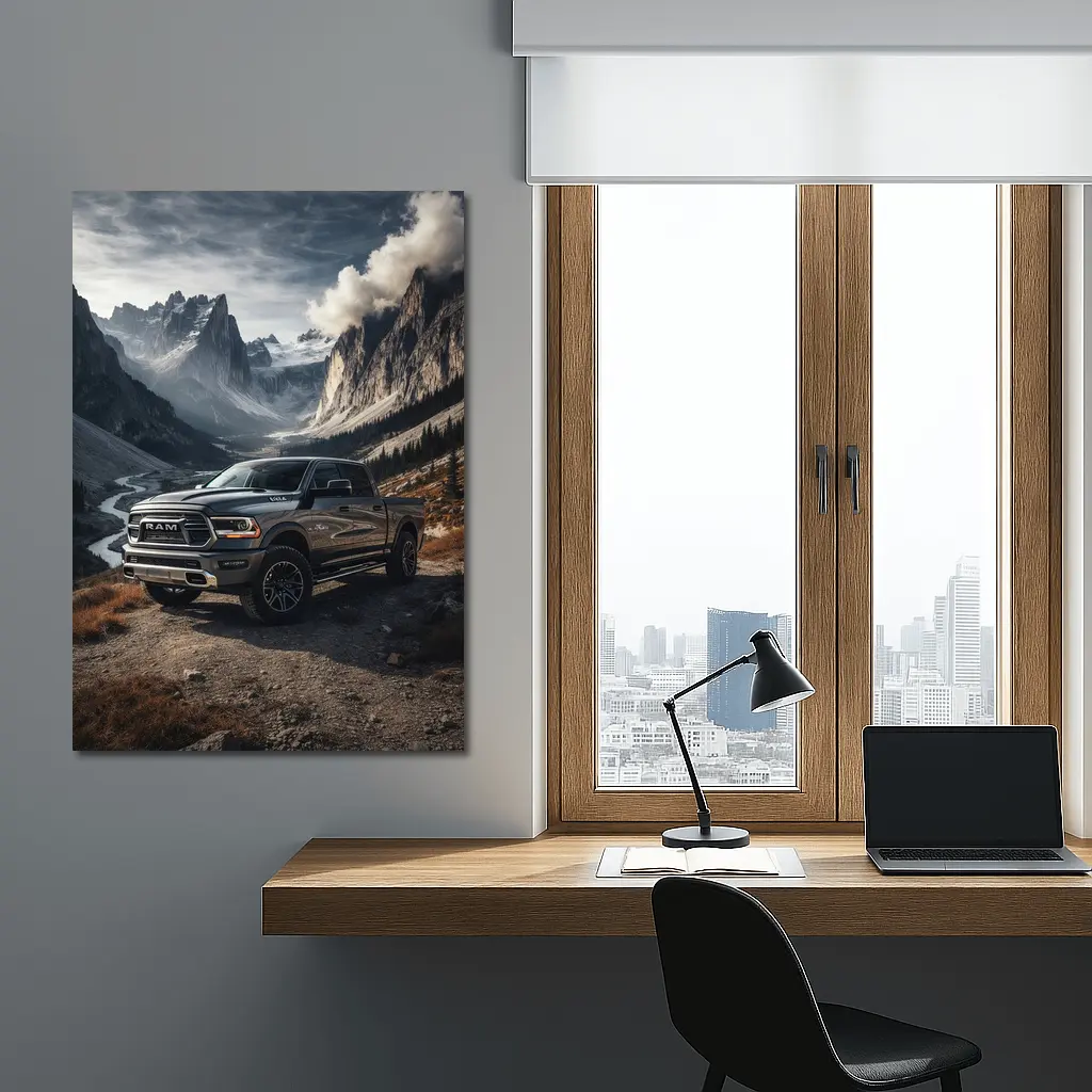 Ram Truck Parked in Mountain Valley – Wall Art