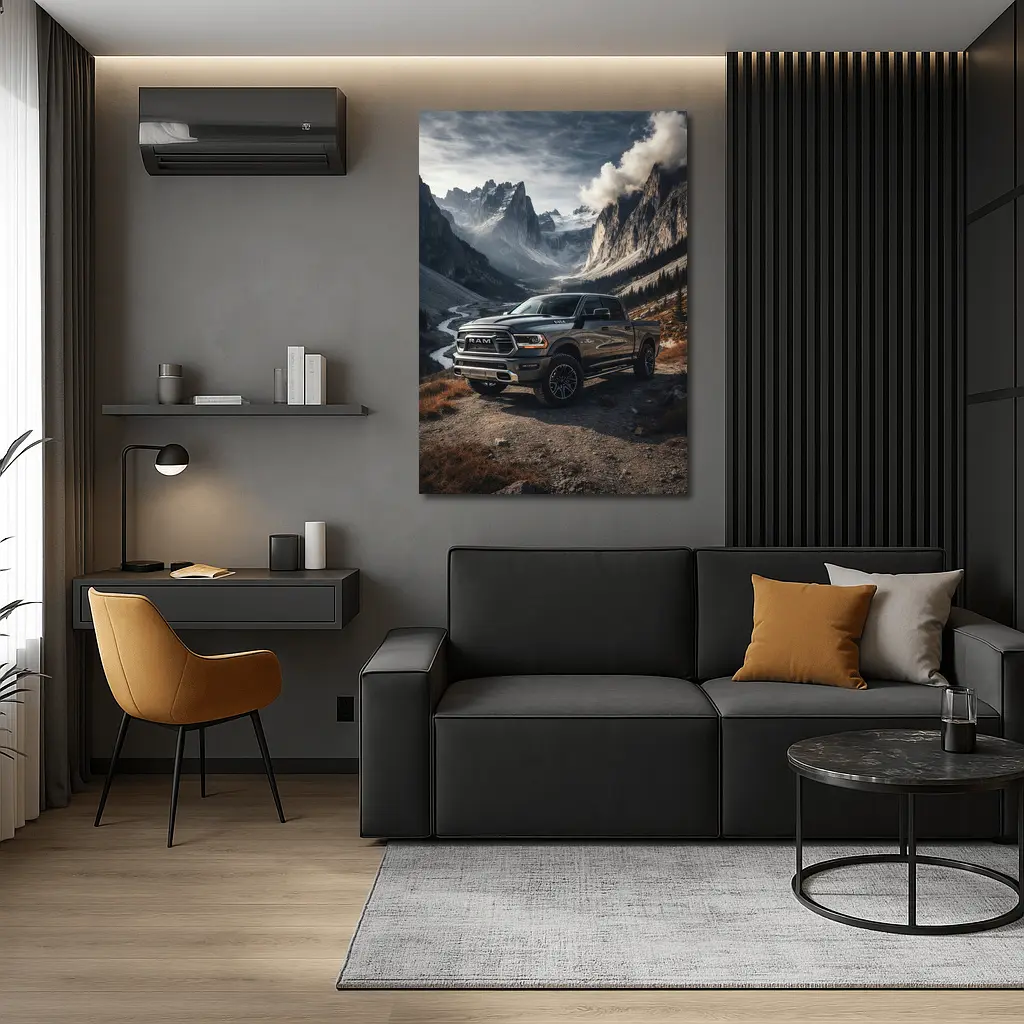 Ram Truck Parked in Mountain Valley – Wall Art