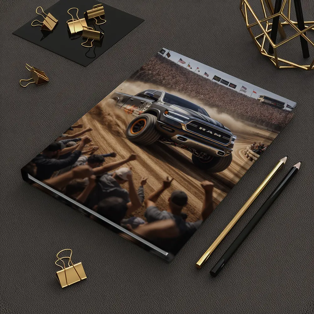 Ram Truck Tearing Through Dirt Race Arena – Notebooks
