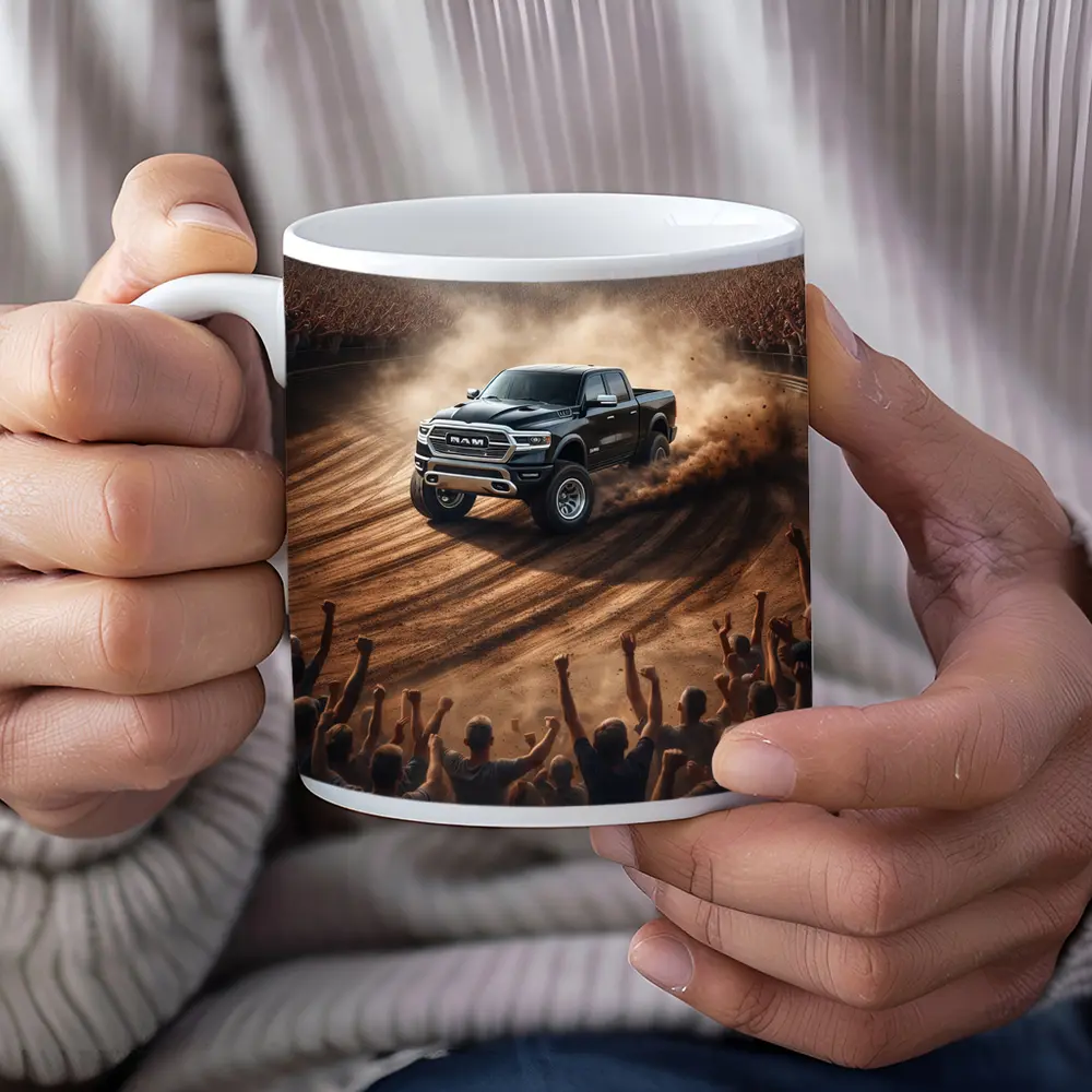 Ram Truck Drifting Dirt Track Crowd – Mugs
