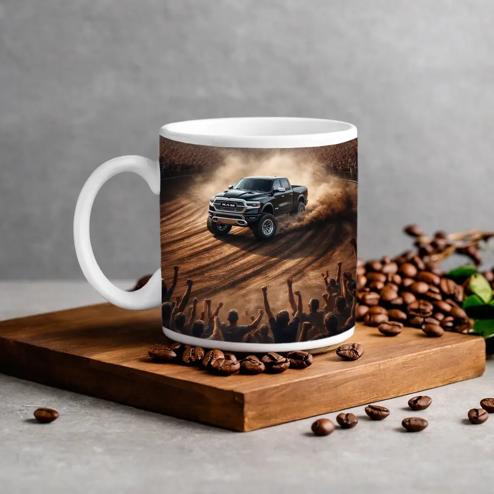 Ram Truck Drifting Dirt Track Crowd – Mugs