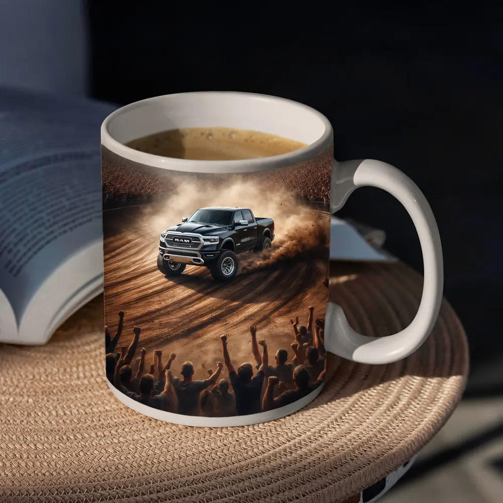 Ram Truck Drifting Dirt Track Crowd – Mugs