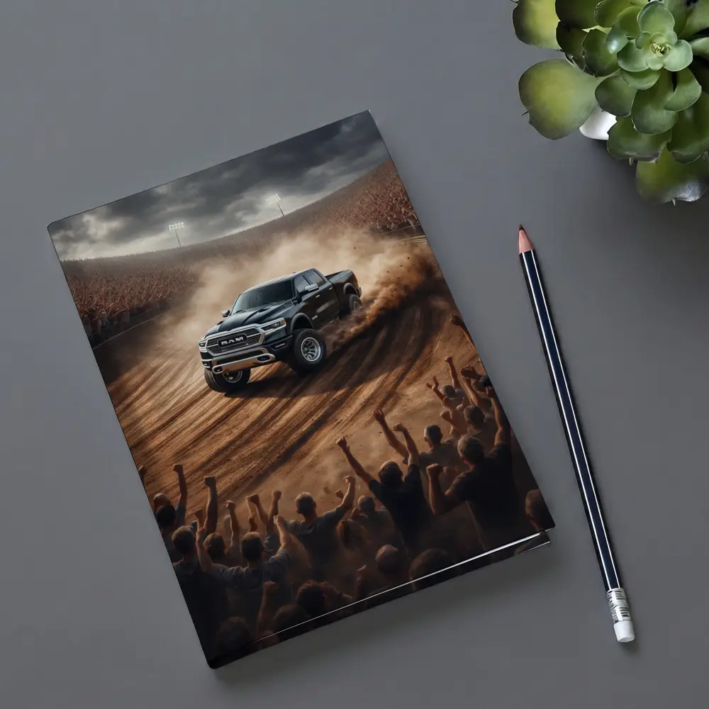 Ram Truck Drifting Dirt Track Crowd – Notebooks