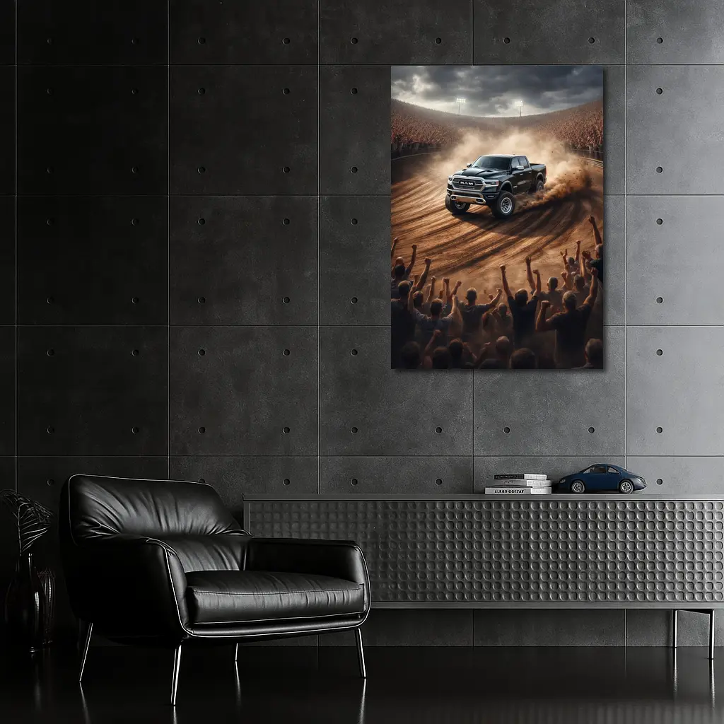 Ram Truck Drifting Dirt Track Crowd – Wall Art
