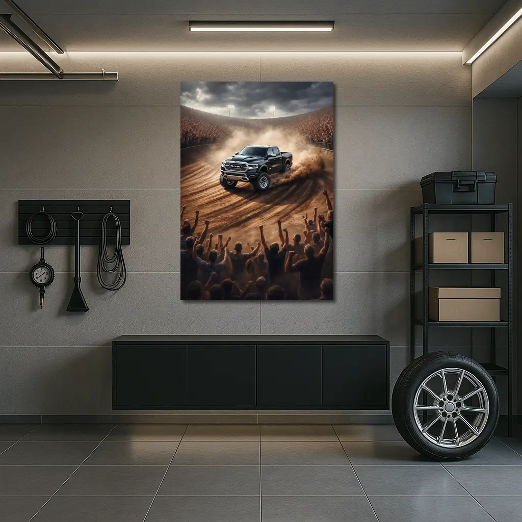 Ram Truck Drifting Dirt Track Crowd – Wall Art