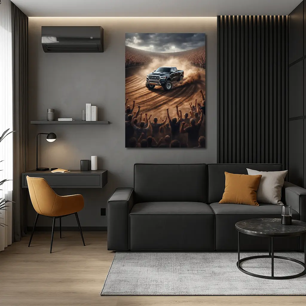 Ram Truck Drifting Dirt Track Crowd – Wall Art