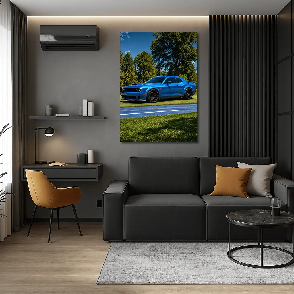 Dodge Challenger SRT Hellcat Blue Sunny Day – Wall Art