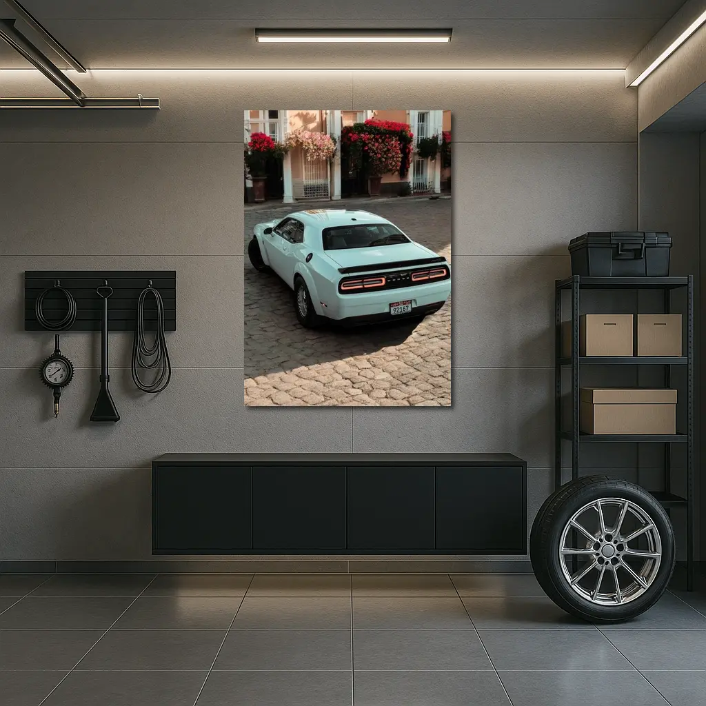 Dodge Challenger SRT Cobblestone Old Town Street – Wall Art
