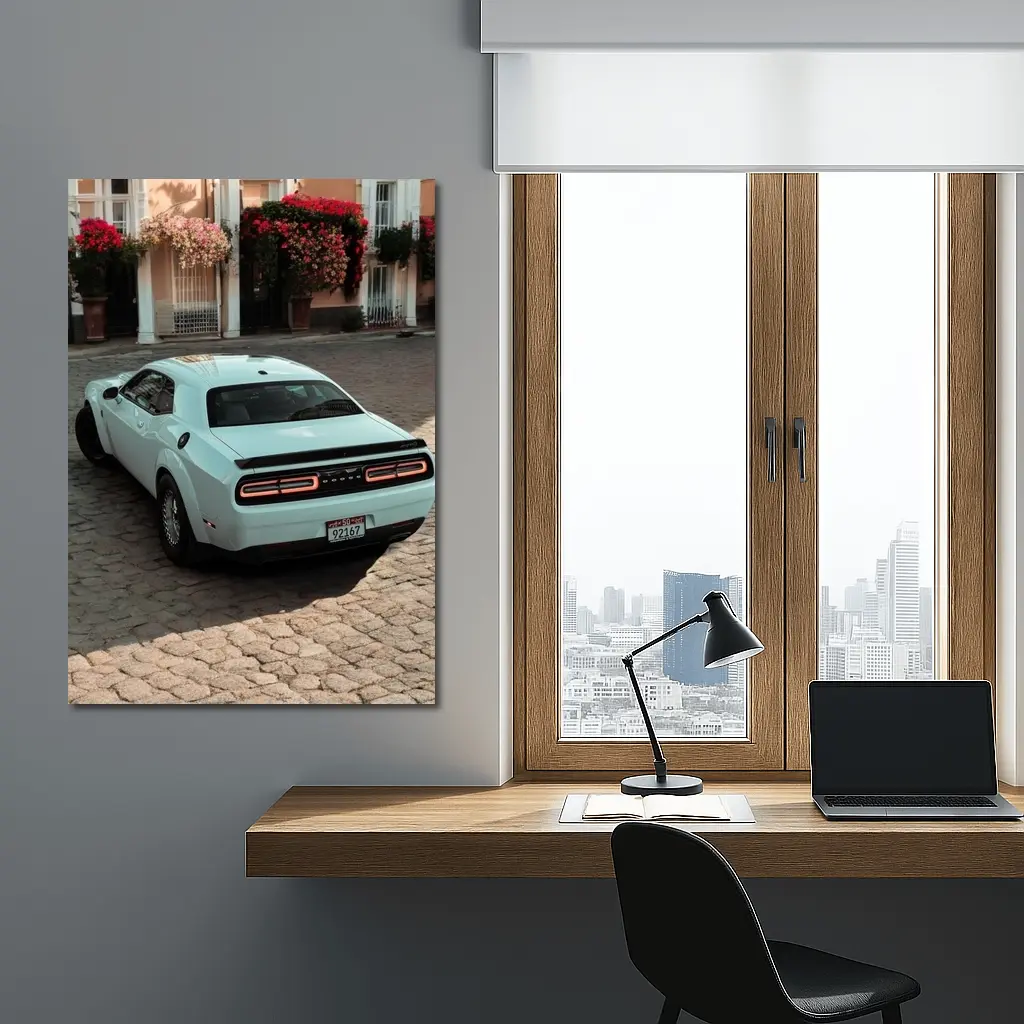 Dodge Challenger SRT Cobblestone Old Town Street – Wall Art