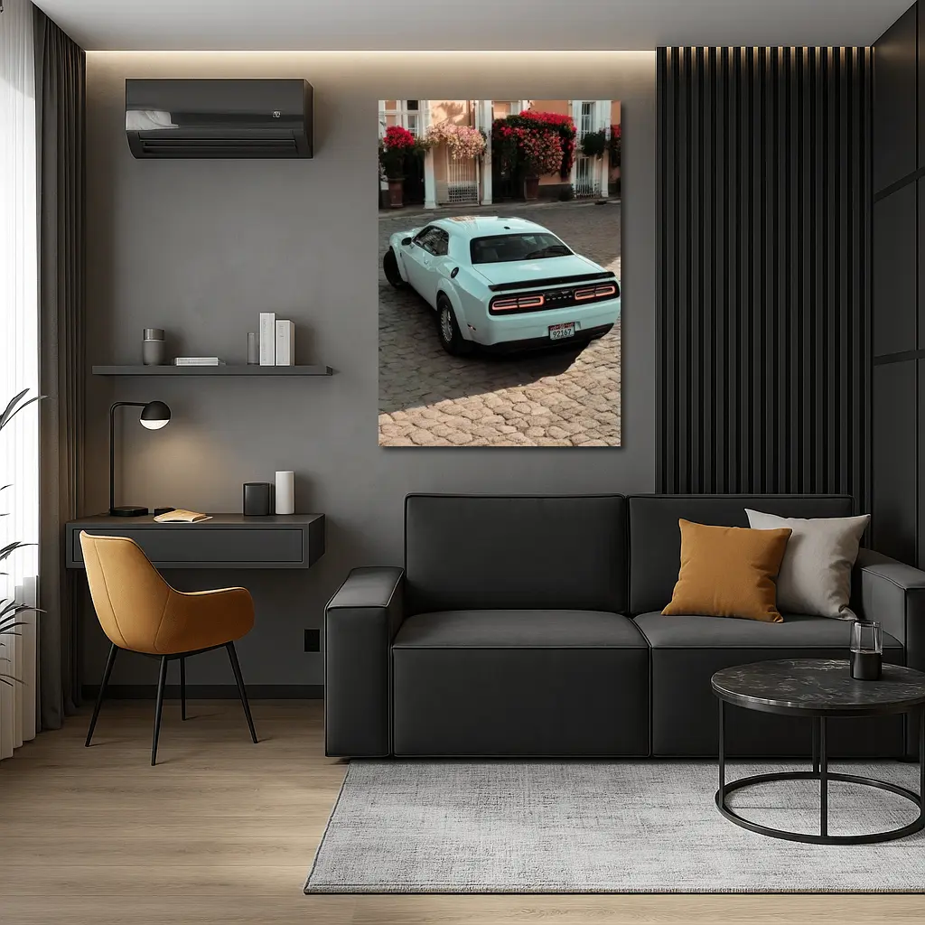 Dodge Challenger SRT Cobblestone Old Town Street – Wall Art