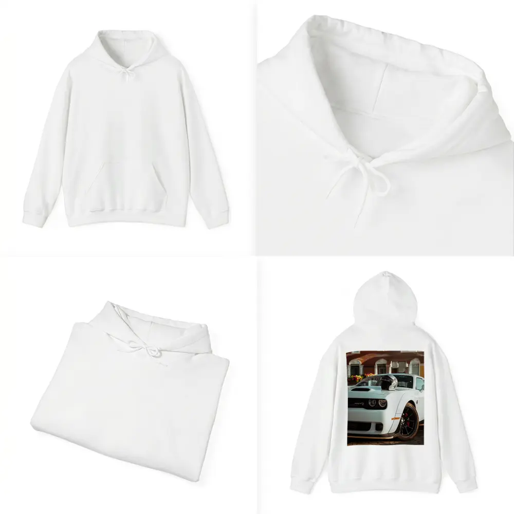 Dodge Challenger SRT White Old Town Street – Hoodies