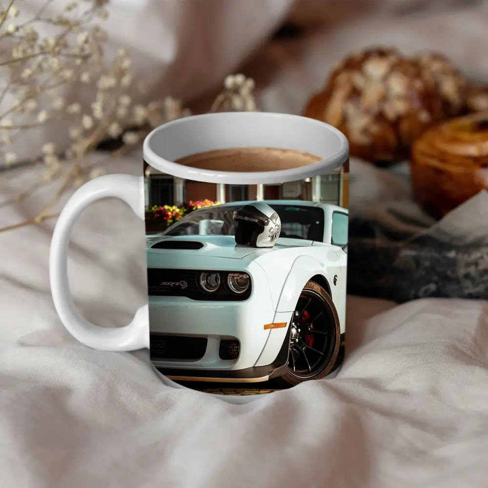 Dodge Challenger SRT White Old Town Street – Mugs