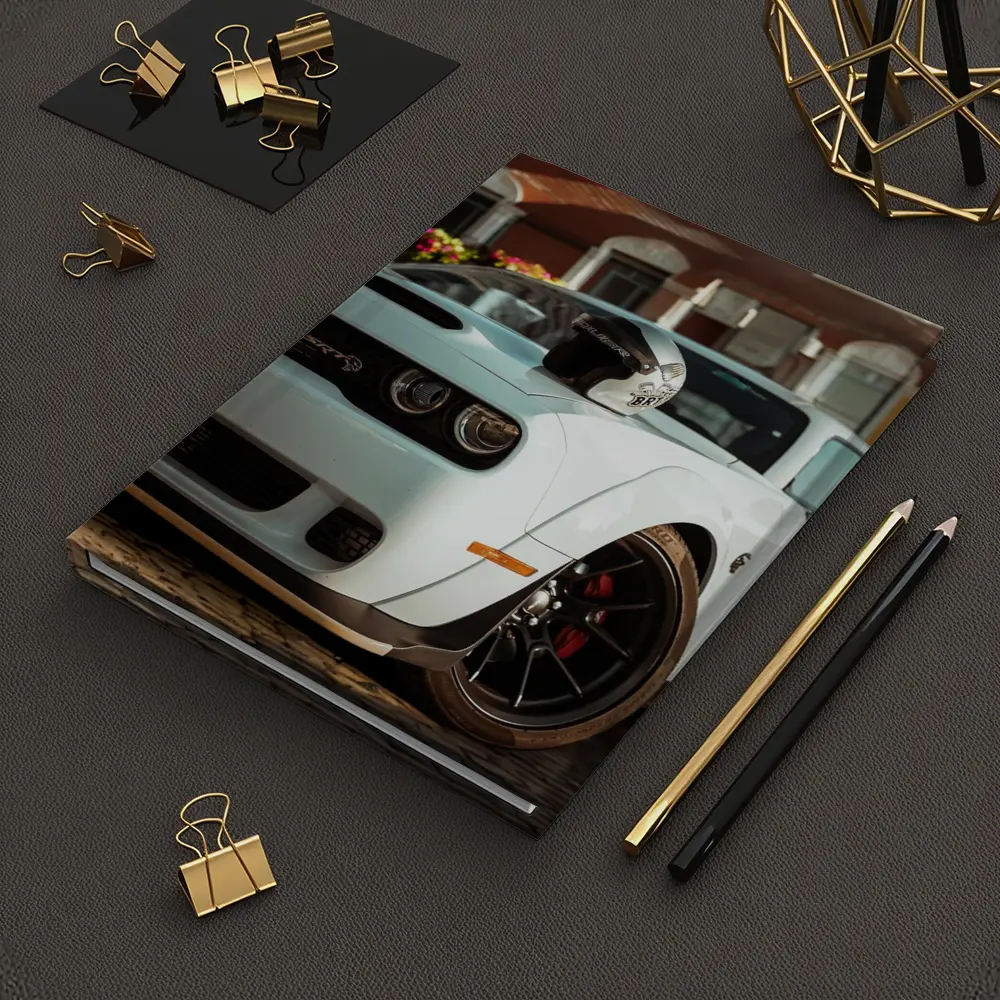 Dodge Challenger SRT White Old Town Street – Notebooks
