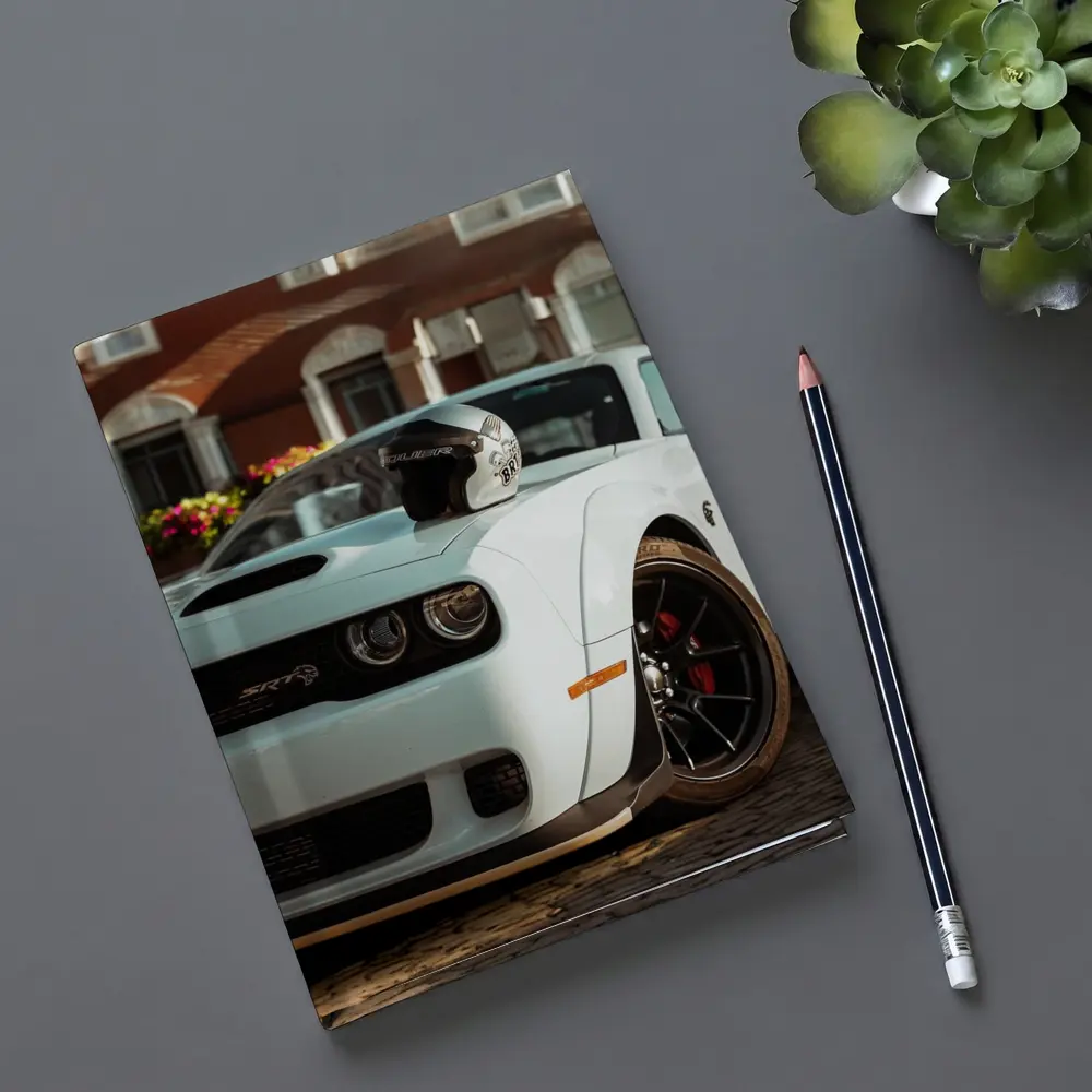 Dodge Challenger SRT White Old Town Street – Notebooks