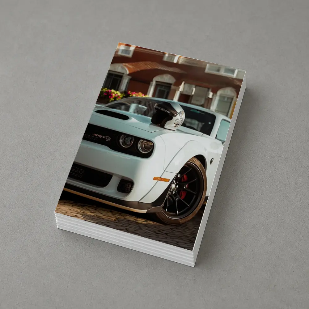 Dodge Challenger SRT White Old Town Street – Postcards