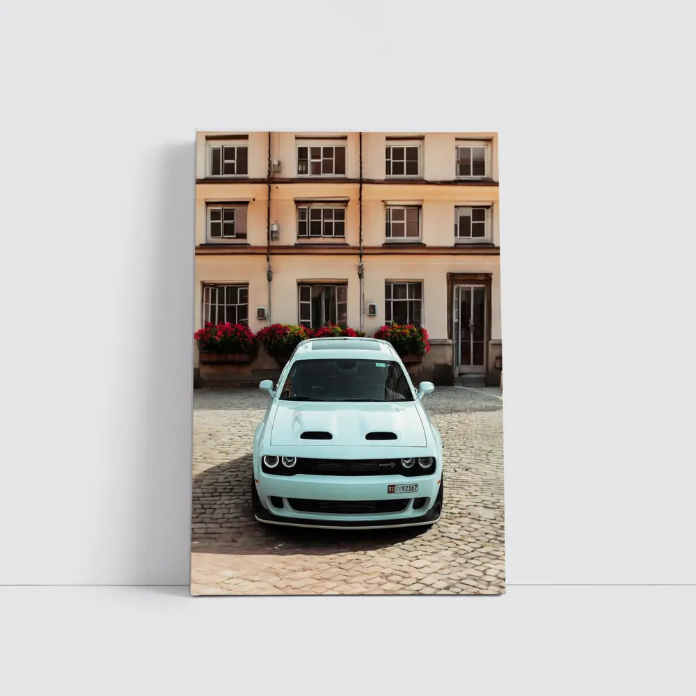 Dodge Challenger SRT Parked Old Town Courtyard – Wall Art