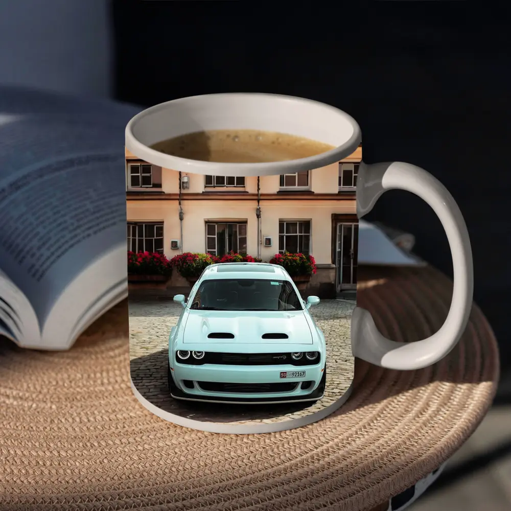 Dodge Challenger SRT Parked Old Town Courtyard – Mugs