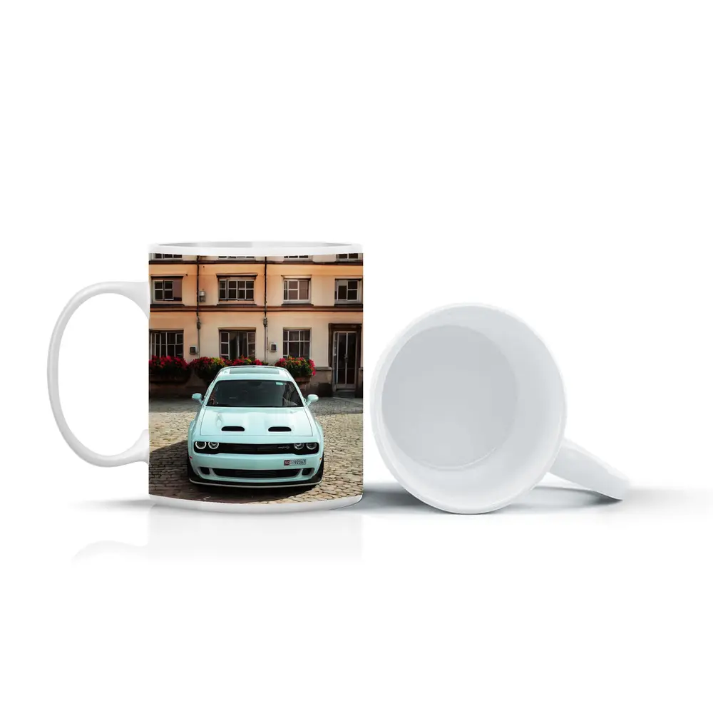 Dodge Challenger SRT Parked Old Town Courtyard – Mugs