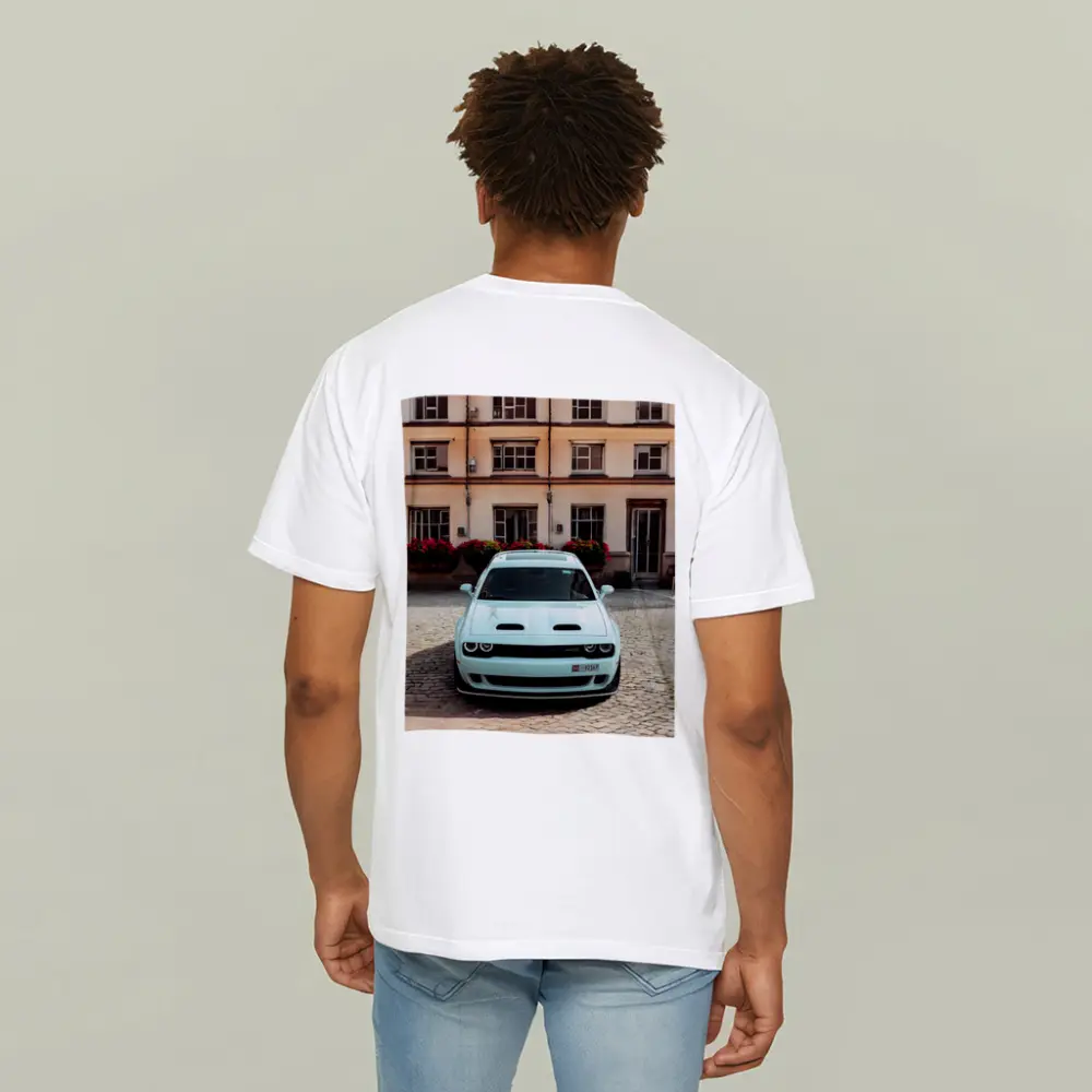 Dodge Challenger SRT Parked Old Town Courtyard – T-Shirts