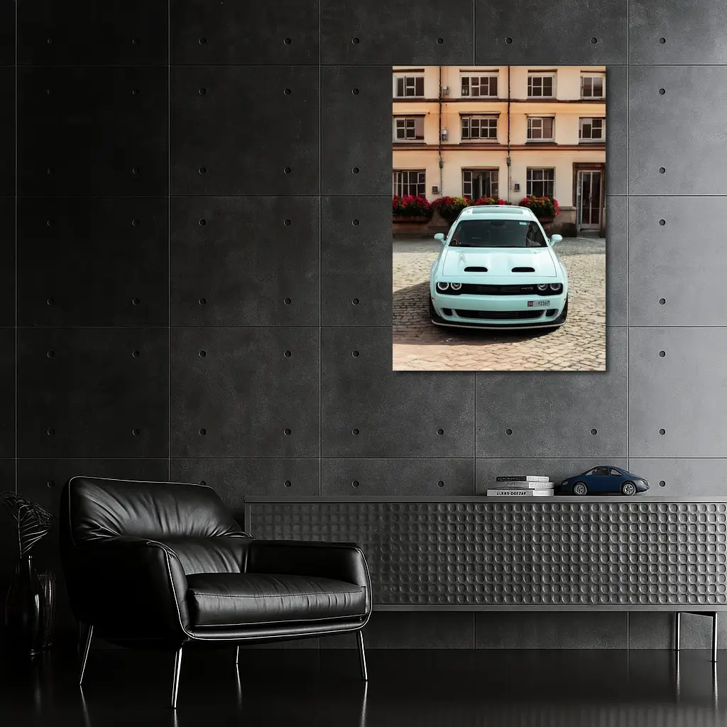 Dodge Challenger SRT Parked Old Town Courtyard – Wall Art