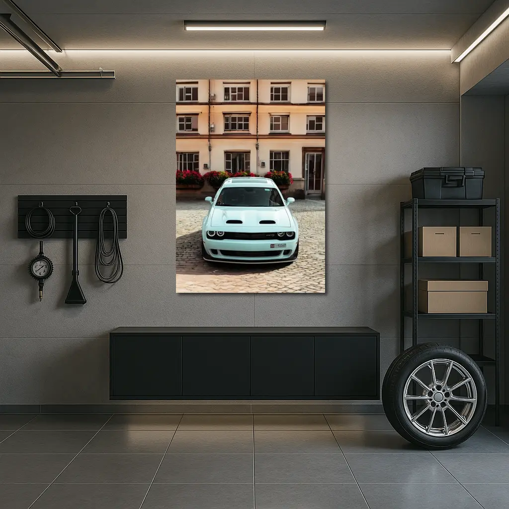Dodge Challenger SRT Parked Old Town Courtyard – Wall Art