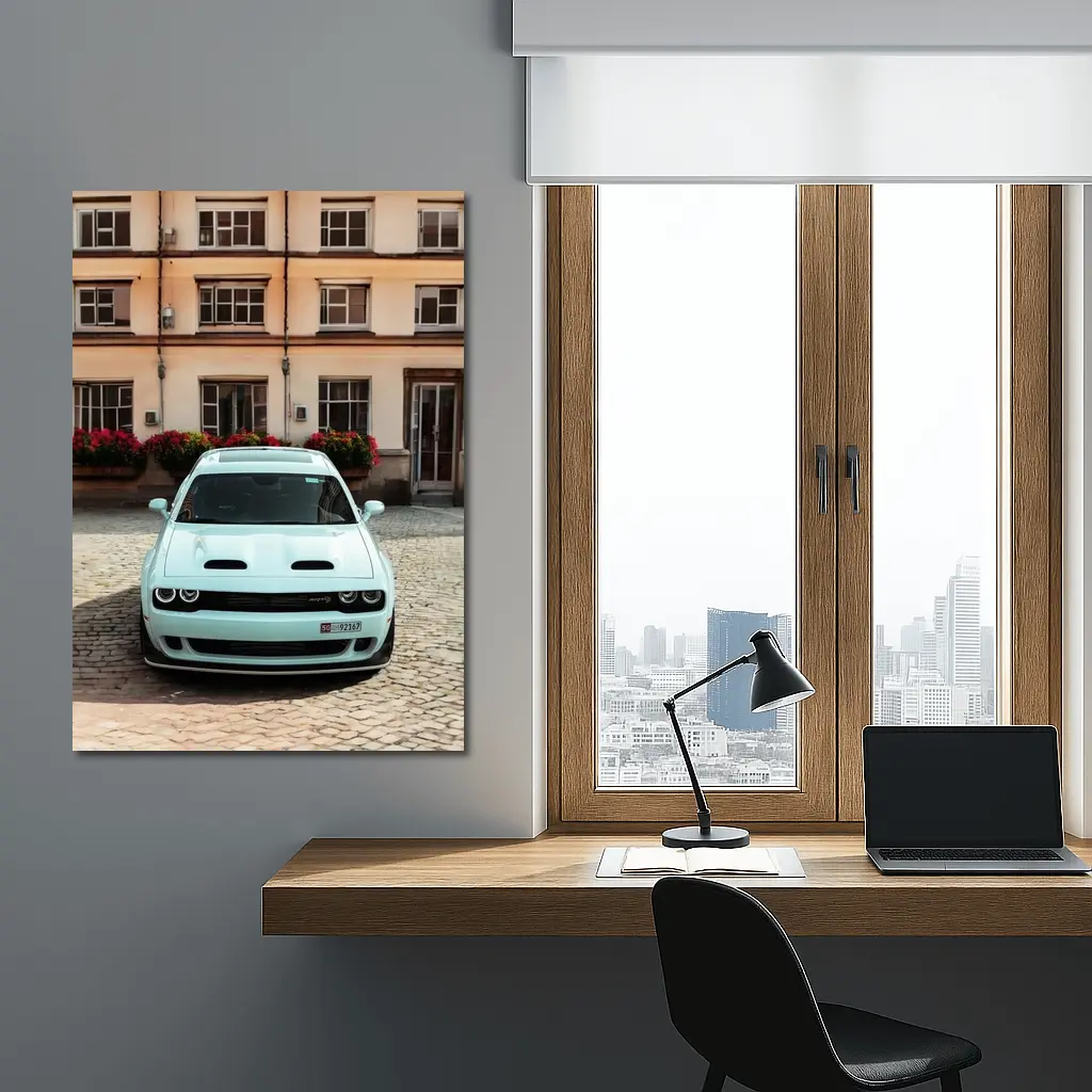 Dodge Challenger SRT Parked Old Town Courtyard – Wall Art