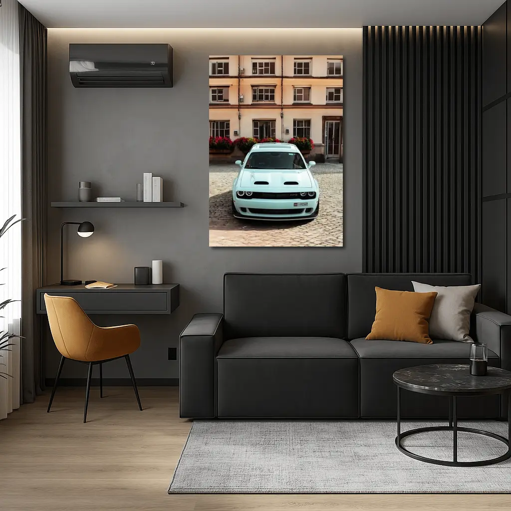 Dodge Challenger SRT Parked Old Town Courtyard – Wall Art
