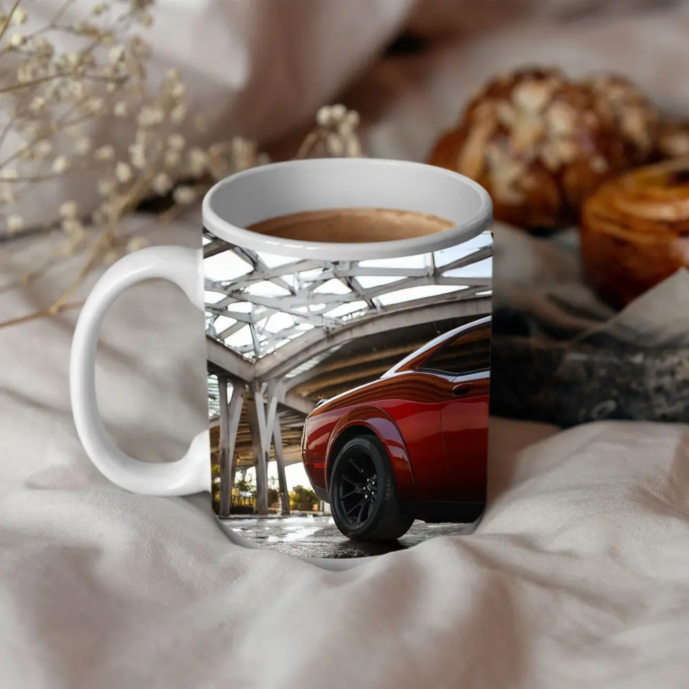Dodge Challenger SRT Red Under Structural Bridge – Mugs