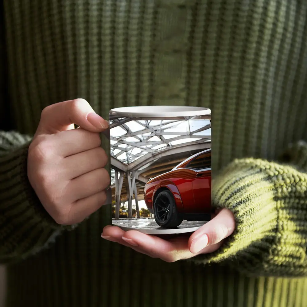 Dodge Challenger SRT Red Under Structural Bridge – Mugs