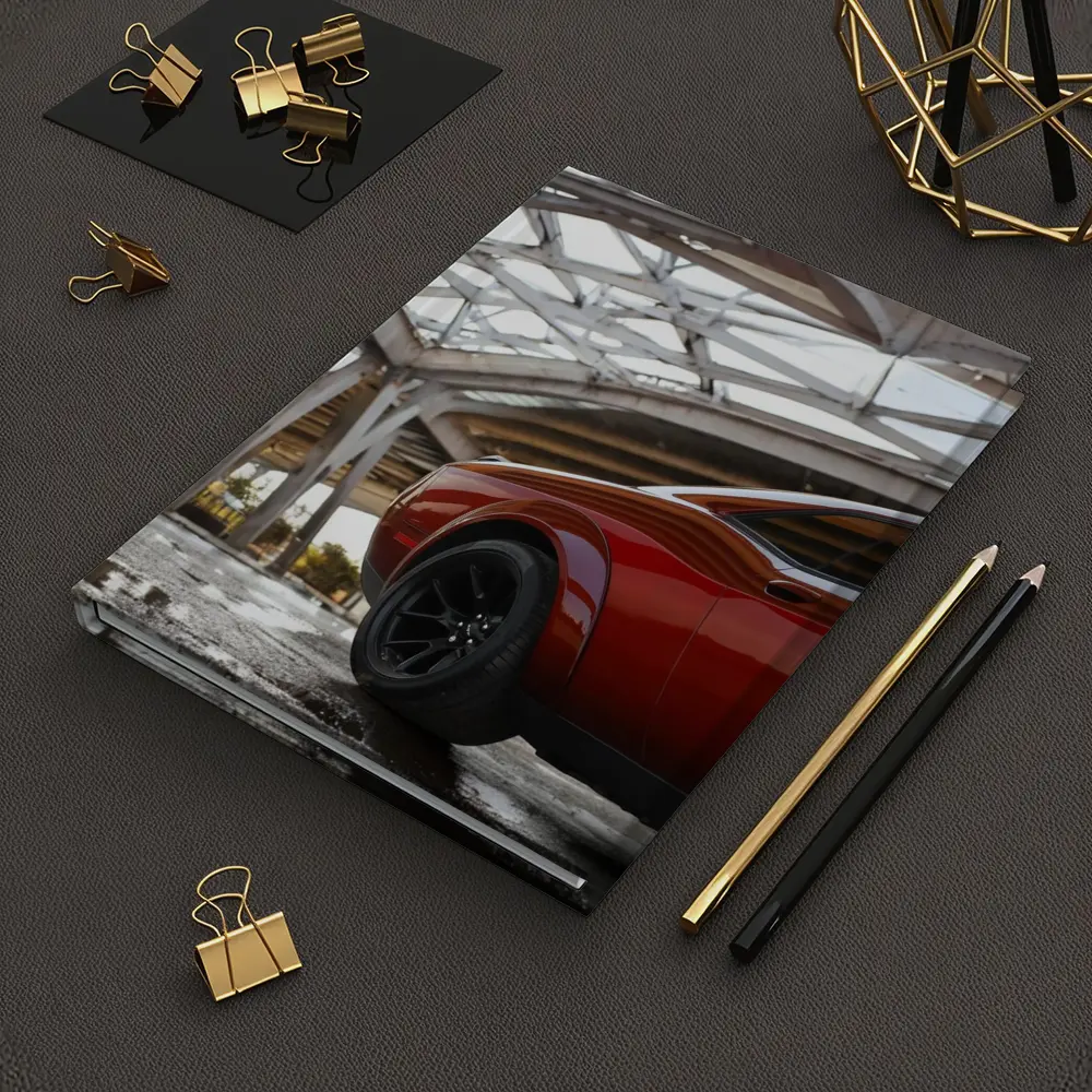 Dodge Challenger SRT Red Under Structural Bridge – Notebooks