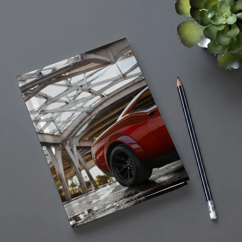 Dodge Challenger SRT Red Under Structural Bridge – Notebooks